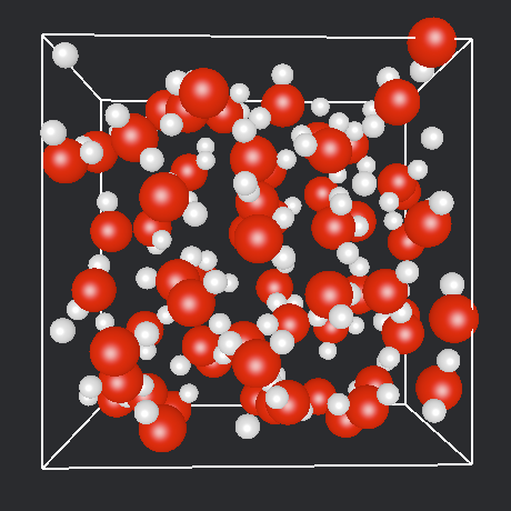 シミュレーション実行中の水分子の様子
