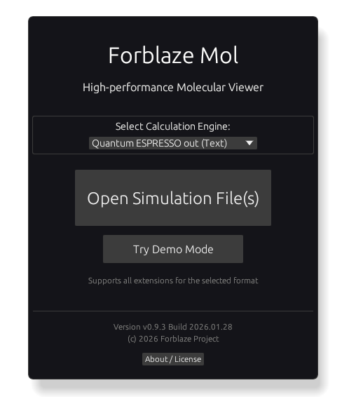 Quantum ESPRESSO出力ファイルの選択画面